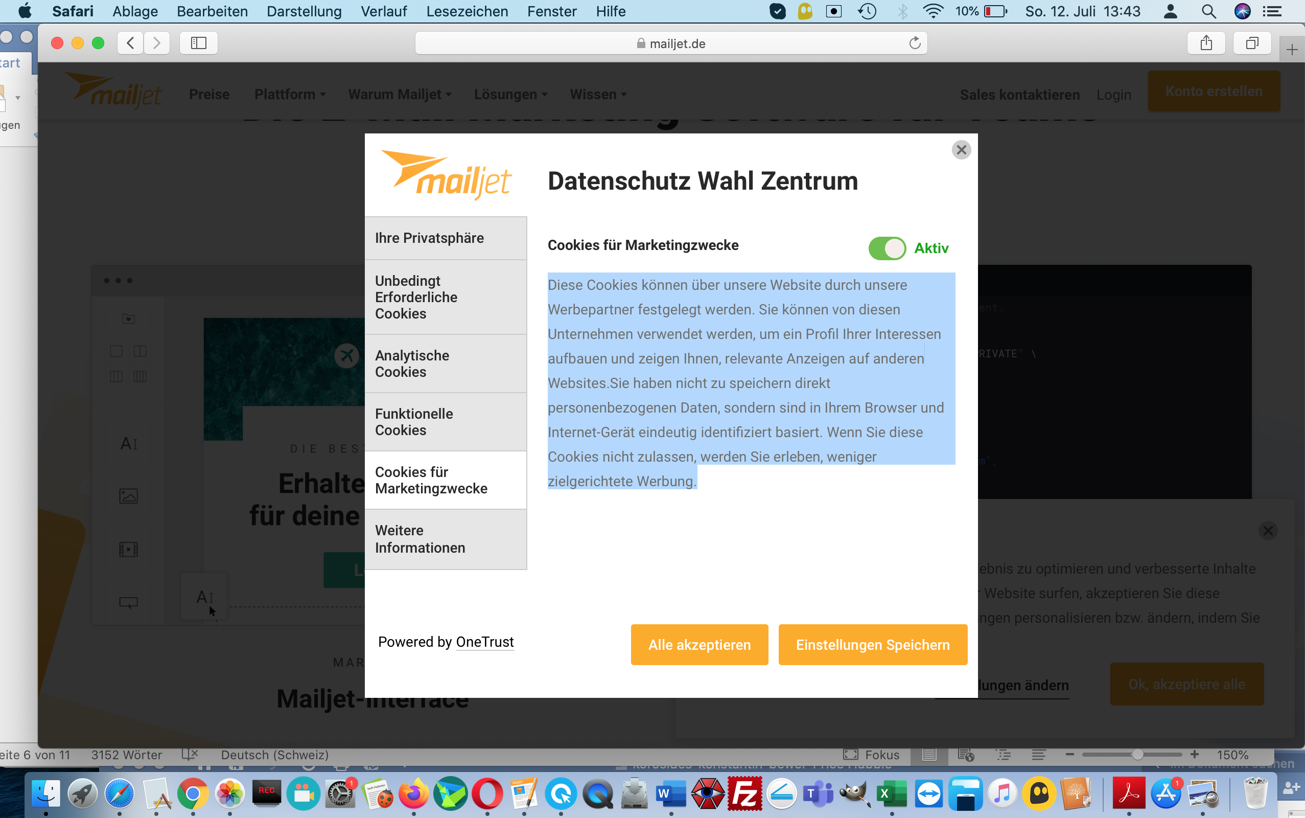 Schlimmer, schlimmer am schlimmsten: Das Ausländerdeutsch der Cookie-Richtlinie von Mailjet. Und mit so einem Anbieter arbeiten? Uff!