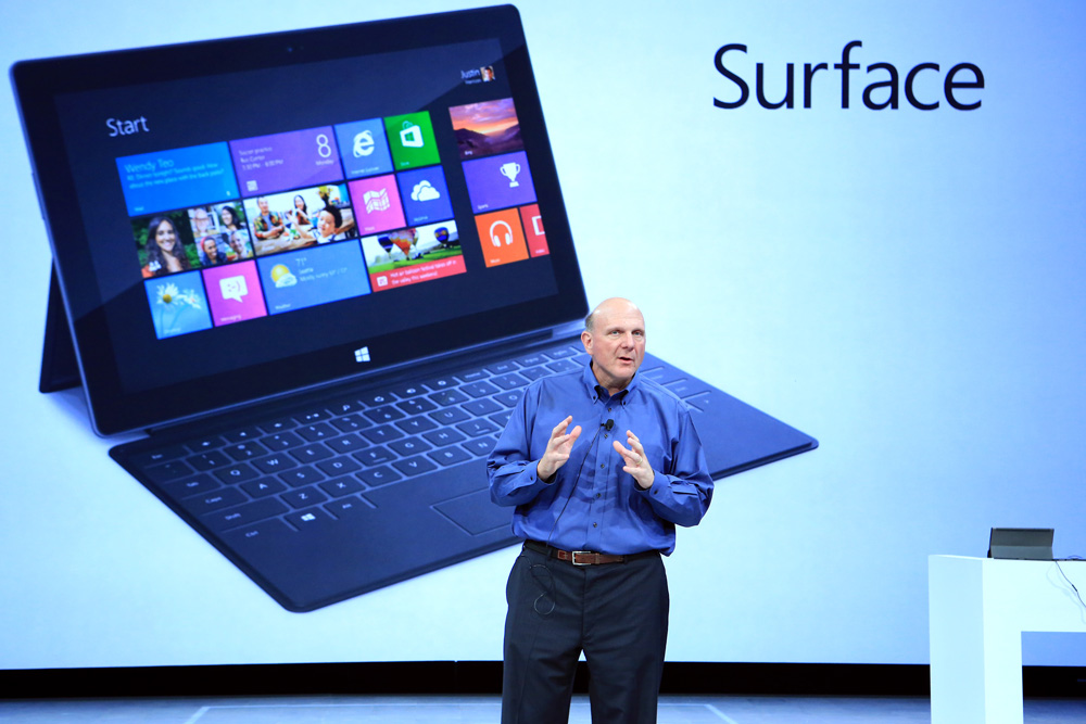 Microsoft-Boss Steve Ballmer bei einer Produkt-Präsentation im Juni 2012.