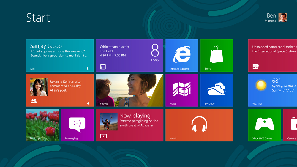 Der neue Windows 8 Start screen.