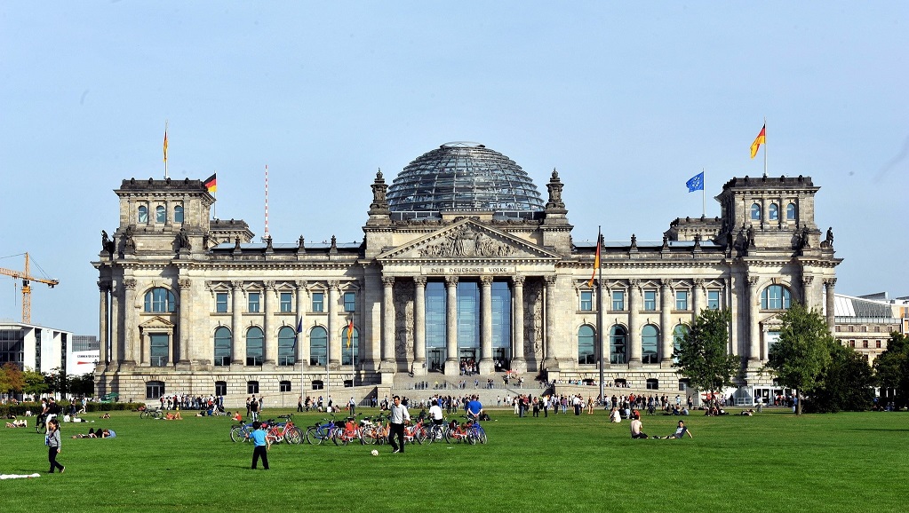 Außenansicht des Reichstagsgebäudes.