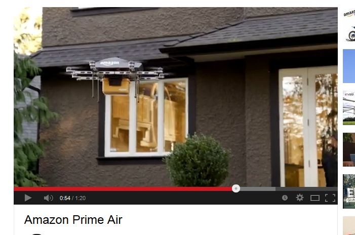 So stellt amazon sein künftiges Luftliefer-System Prime Air vor.