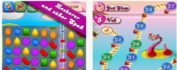 Nichts für Gesundheits-Apostel: Die Süßigkeiten-App Candy-Crush gehört weltweit zu den beliebtesten Apple-Apps.