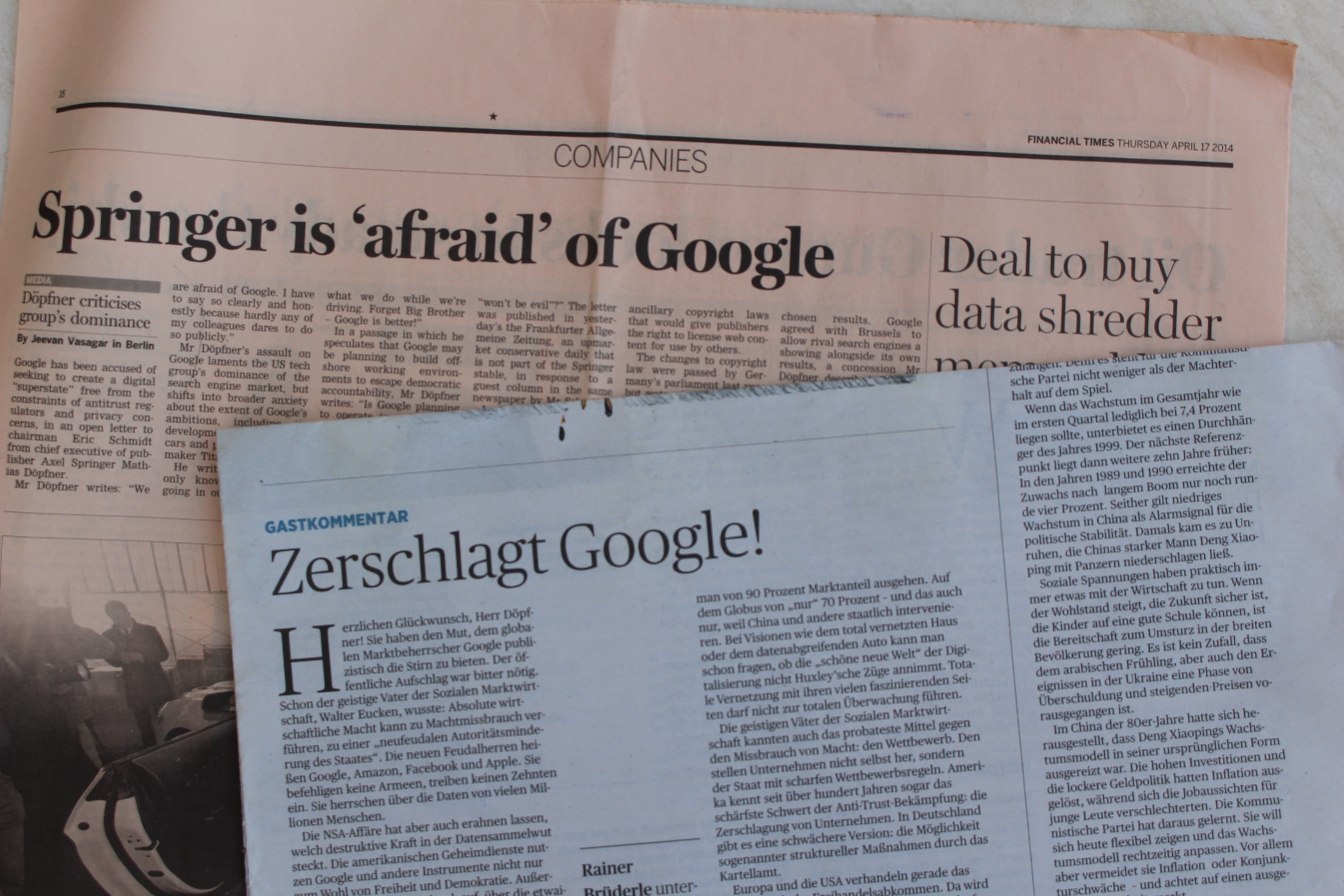 Axel-Springer CEO Döpfner: Weltweit Schlagzeilen mit seinem Google-Angriff.