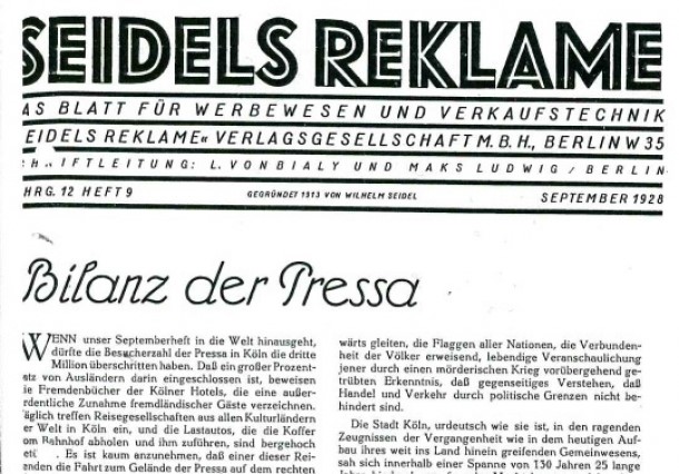 Cover page of a 1928 issue of the German marketing magazine 'Seidels Reklame.'