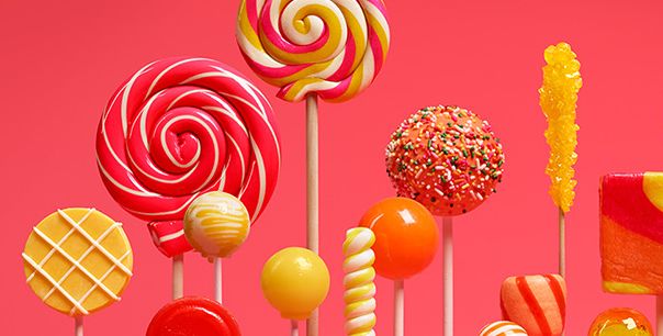 Google macht weiter auf kindliches Image: Hier Lollipops als eine naiv aussehende Symbolik für das mächtige Google Betriebssystem Android Lollipop.