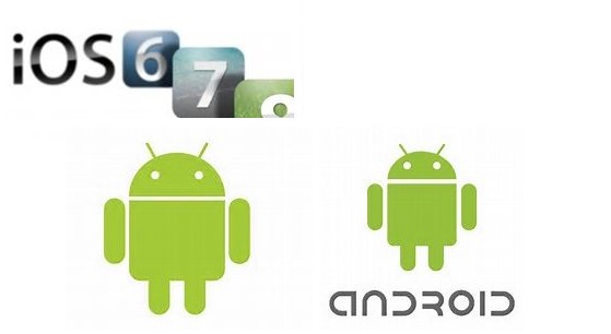 Teilen sich den Weltmarkt der Handys auf: Apple iOS und Google Android.