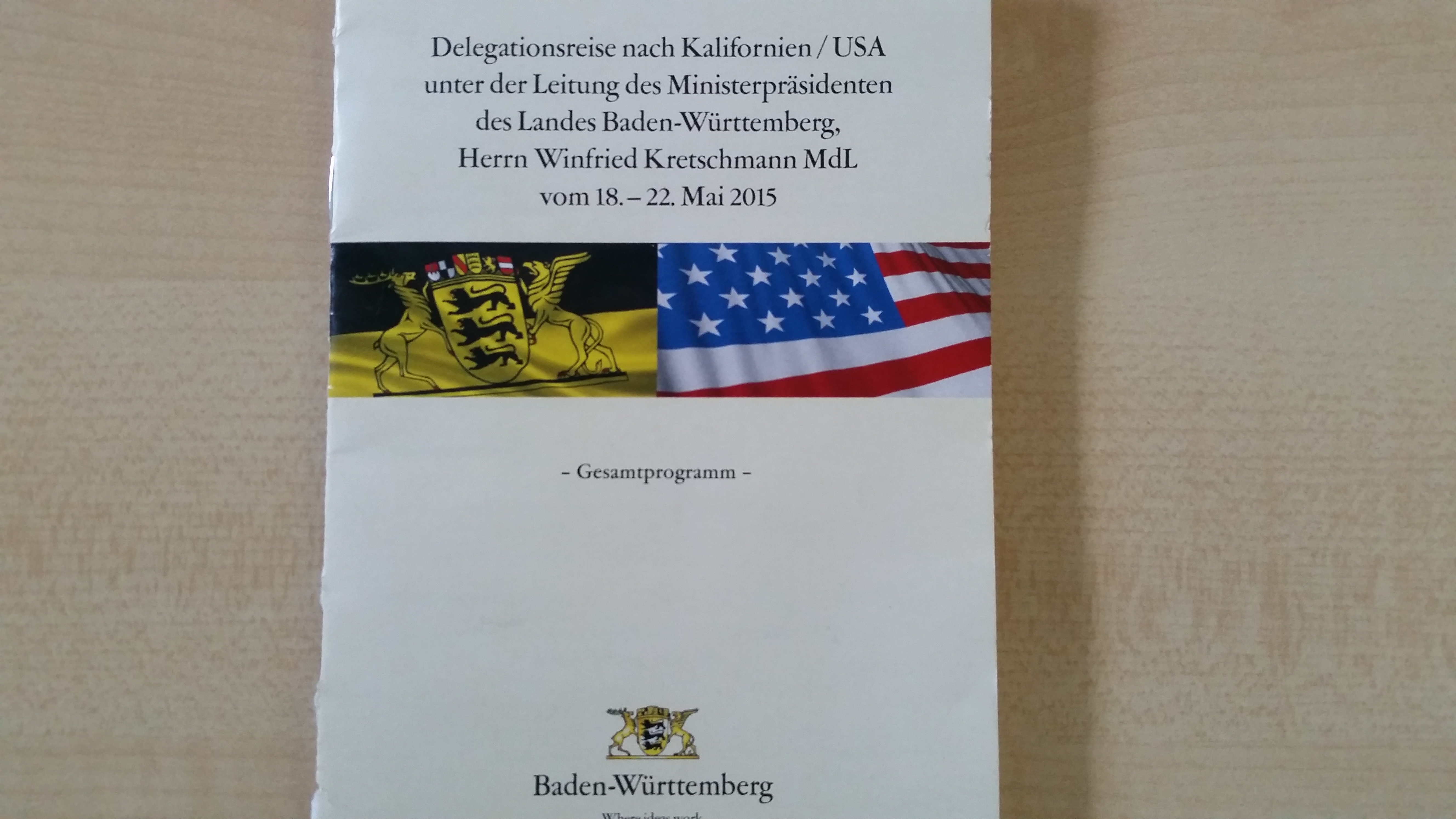 Die Schwaben wollen Silicon Valley besser kennenlernen. Hier das Programmheft der Delegationsreise.