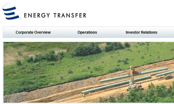 Die Homepage von Energy Transfer. Das Unternehmen gehört zu den fünft größten Energie-Konzernen in den Nordamerika.