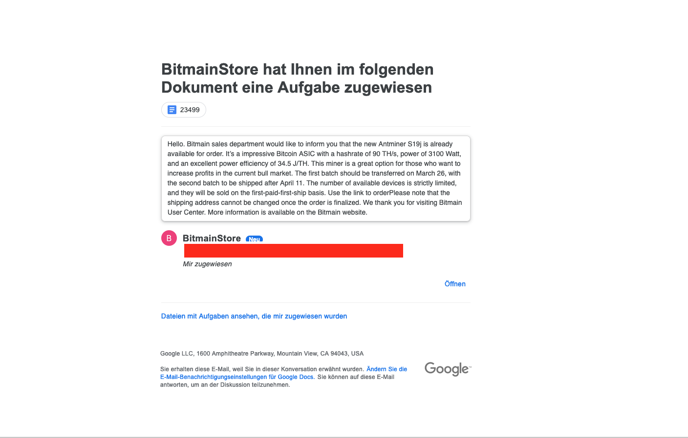 Achtung: Diese Mail ist wahrscheinlich krimineller Natur. Keine Dateien dort öffnen oder herunterladen! Wir sprechen eine Warnung aus.