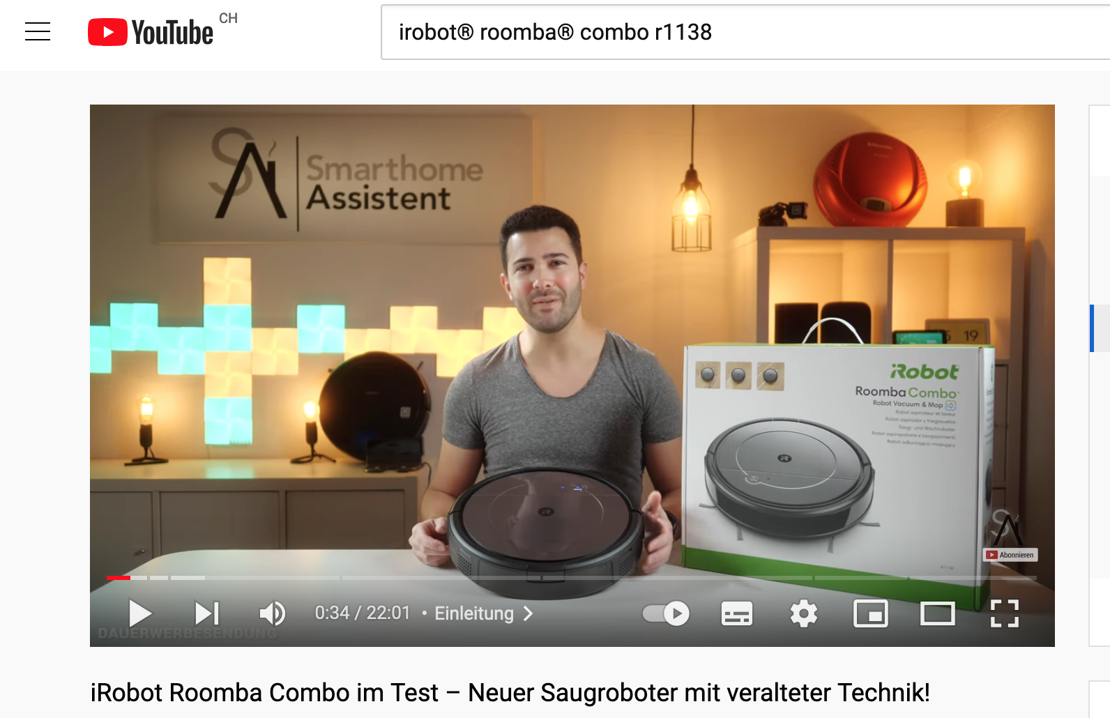 Verriss auf ganzer Linie: iRobot in einem YouTube-Video. Quelle: https://www.youtube.com/watch?v=9K7tWF0om0g, smarthomeassistent.de.
