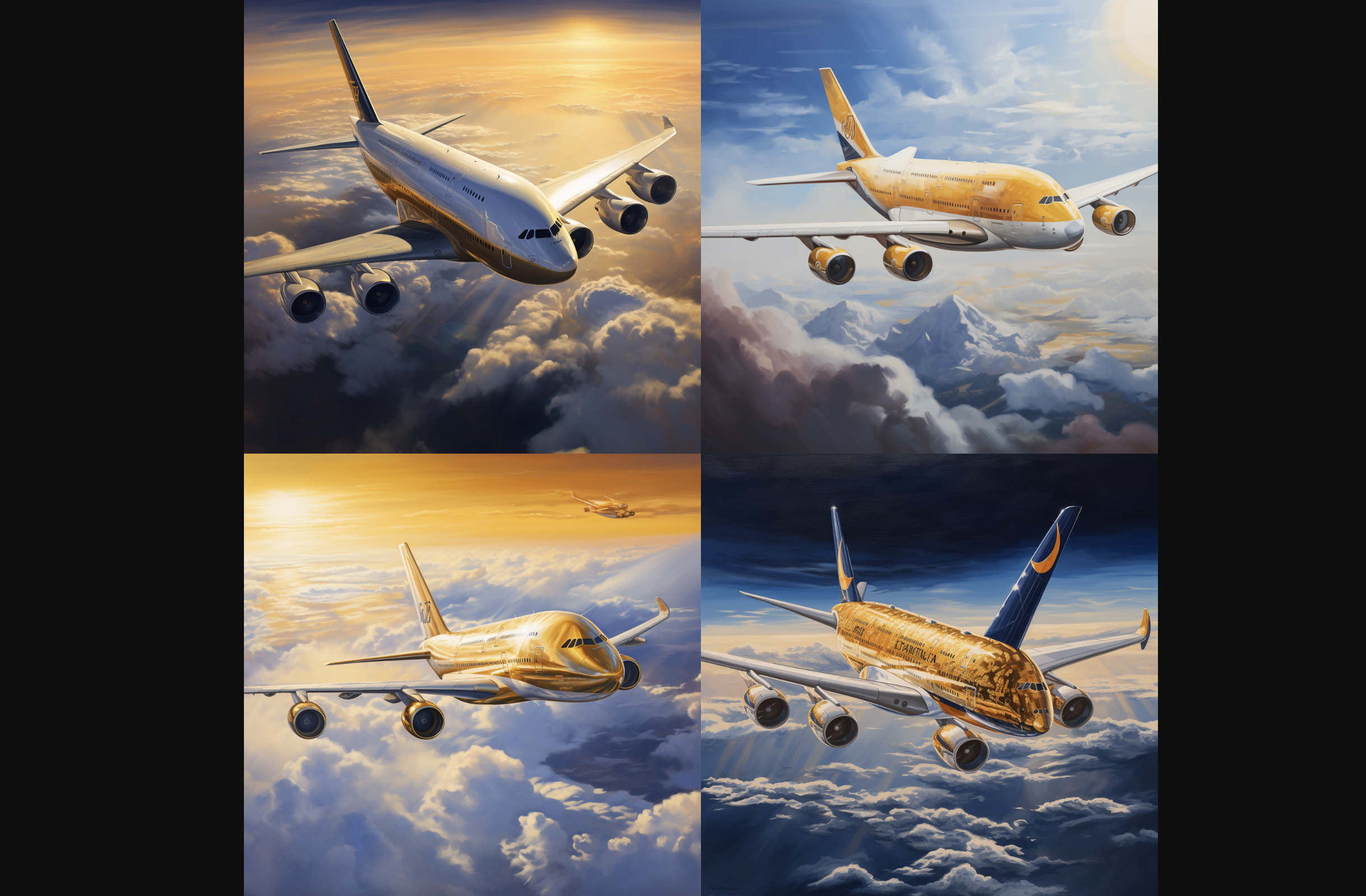 Die Grafik-Redaktion von NETZ-TRENDS.de stellt sich die Zukunft der Luftfahrt trotz aller Hindernisse doch eher golden vor. Dieses fiktive Bild von uns entstand mit Hilfe der Google Ki-Beteiligung, dem KI-Grafikprogramm midjourney.com/app/.