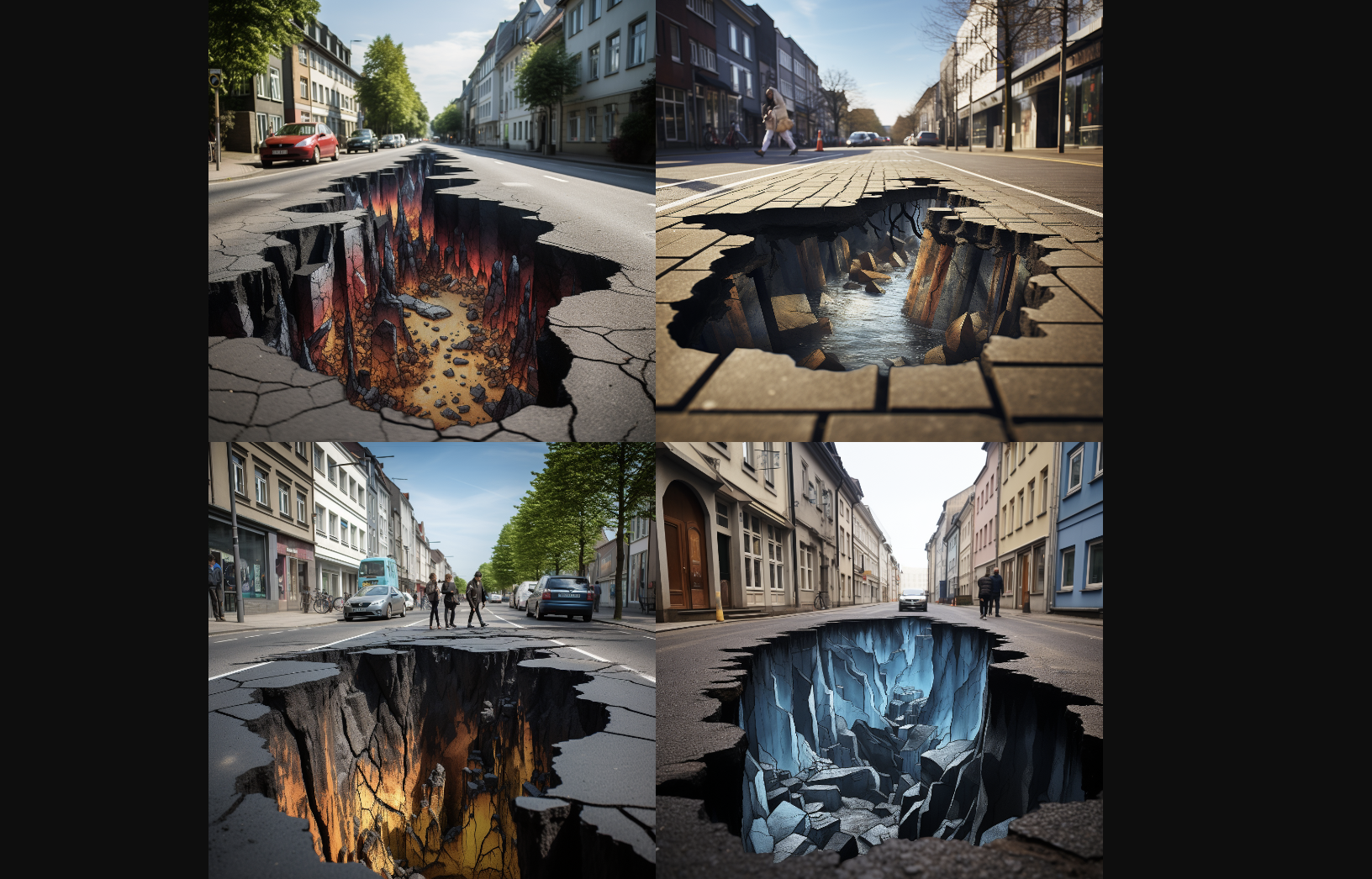 Wo sie sind, werden ganze Stadtteile lahmgelegt, teils Straßen beschädigt. Gerichte ermitteln. Unser Bild ist fiktiv mit der KI midjourney.app entstanden.