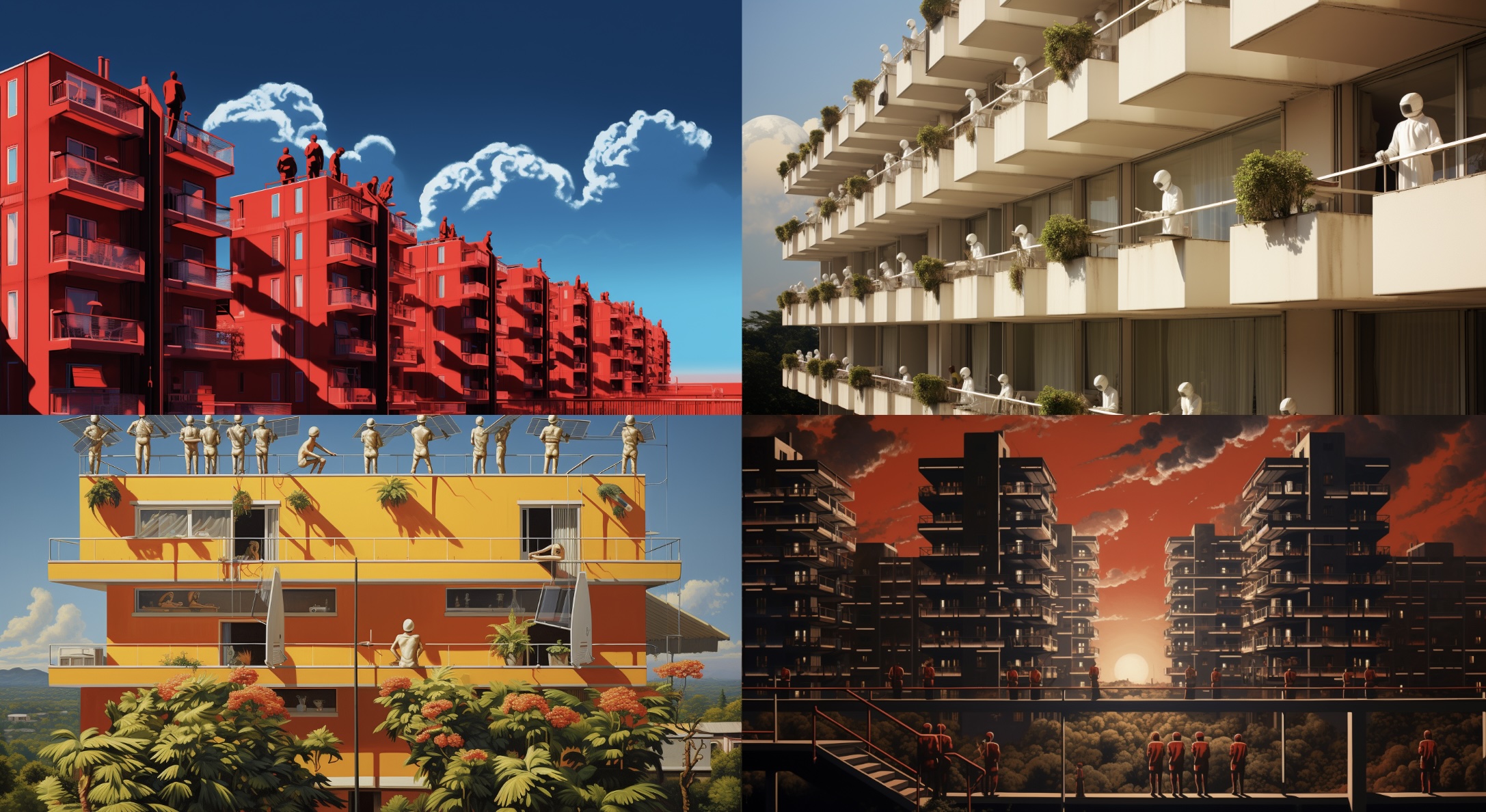 Wie sieht die Zukunft der Energie aus? So stellt es sich die Google Grafik KI, midjourney.app vor: Militärisch organisierte Solarpanele.