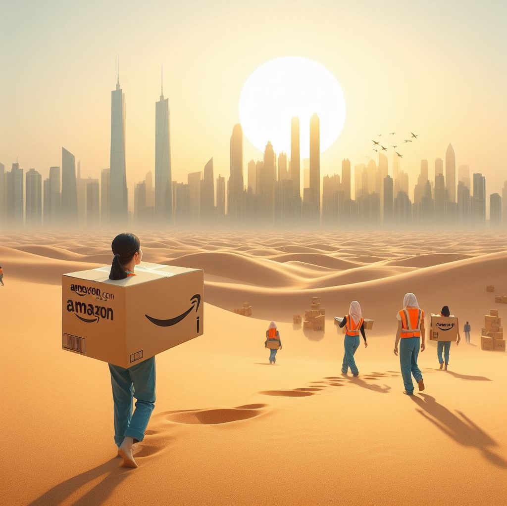 Amazon gilt als Abzockunternehmen bei Beschäftigten. Unser KI-Bild entstand mit Bing Image Creator.