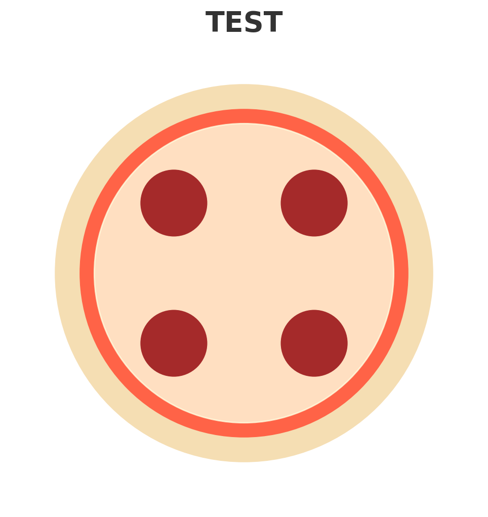 Etwas spartanisch ist das Bild, das Chat GPT für Netz-trends.de zum Auftrag, Prompt: "Zeichne eine Salamipizza und schreibe 'Test' drüber zur Verfügung stellt".