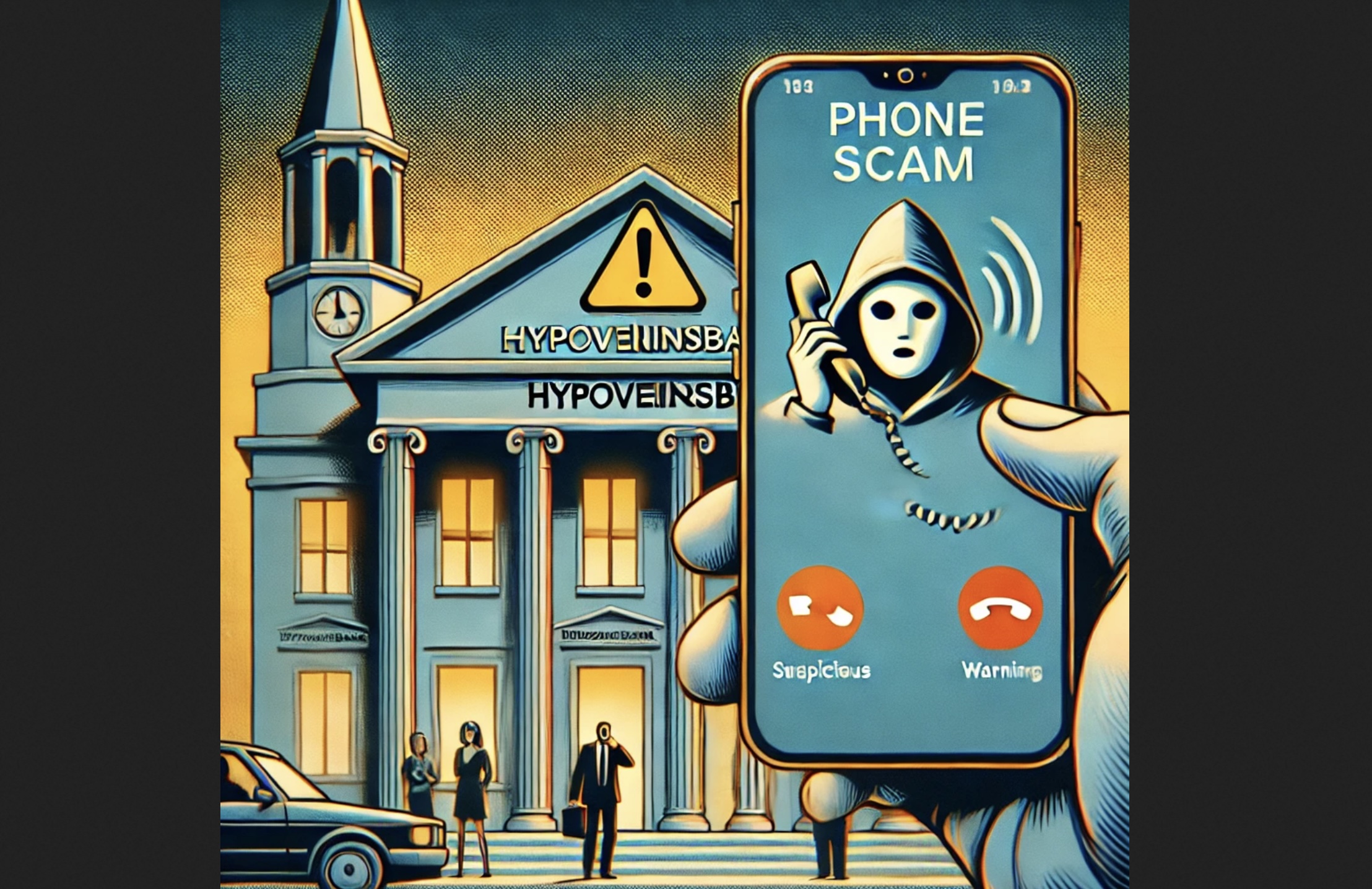 Kunden der HypoVereinsbank müssen sich vor kriminellen Betrügern, die sich als angebliche Bankmitarbeiter ausgeben, in Acht nehmen. Bild: Chat GPT auf Anfrage von NETZ-TRENDS