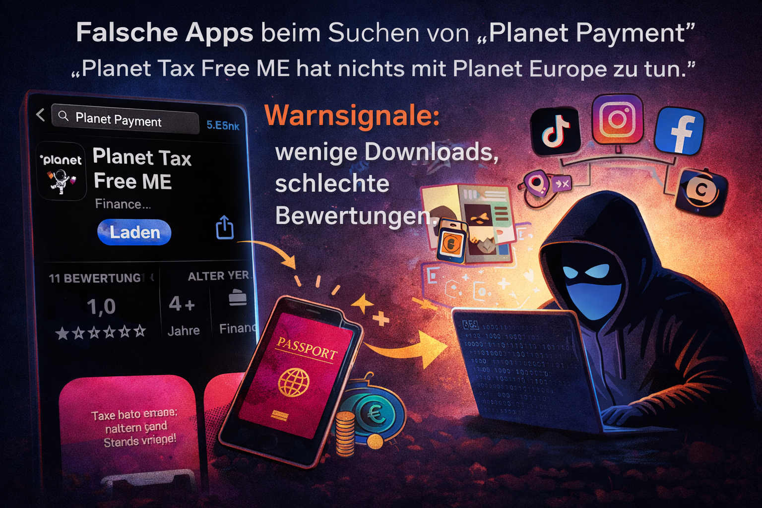Achtung vor falschen Apps in den App Stores, die Daten klauen könnten. Das betrifft auch Apples App Store. Bild: perplexity.ai