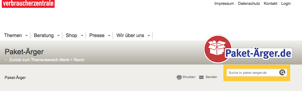 So sieht die neue Paket-Ärger-Seite aus.