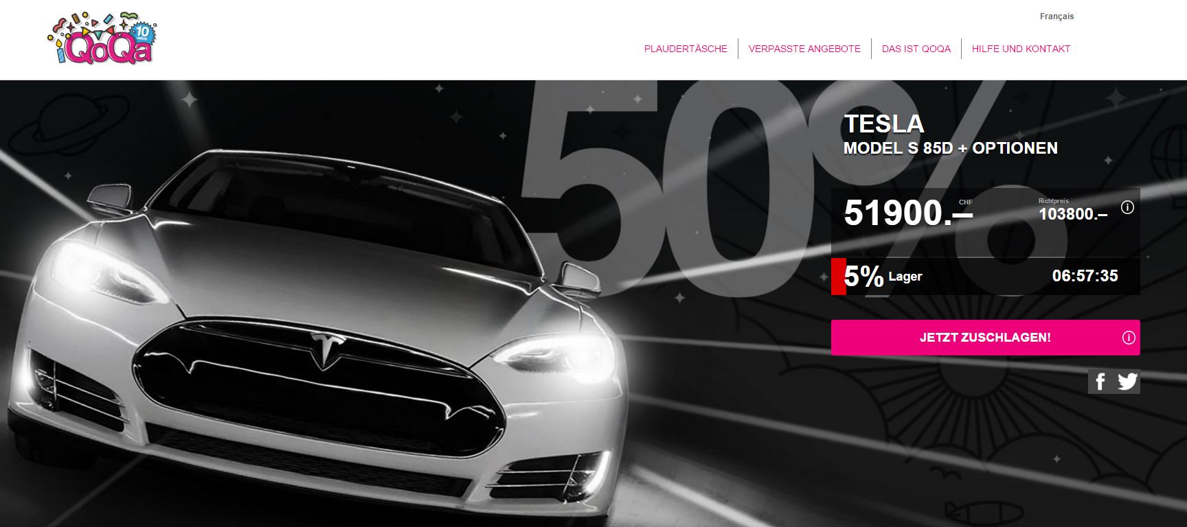 Tischlein wechsel dich: alle paar Minuten war Montagnachmittag mal die Tesla-Auktion beendet, dann wurde nochmal ein Tesla zum Versteigern nachgeschickt. Hier ein Screenshot von kurz nach 17 Uhr.