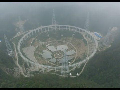 Das neue Riesenteleskop in China. World's Largest Radio Telescope under Construction in SW China