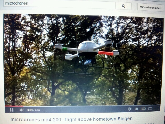 Screenshot aus einem auf YouTube eingestellten Werbevideo der Firma microdrones GMBH.