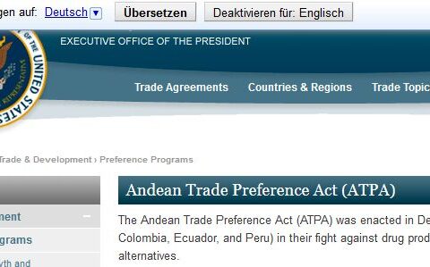 Von Obama nach 22 Jahren in seiner Wut auf Edward Snowden zerschmettert: Der Andean Trade Promotion and Drug Eradication Act (ATPDEA).