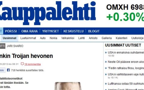 Finnische Medien sind sauer auf Microsoft und den eigenen ehemaligen Nokia CEO: Selbst dann, das Trojanische Pferd lautet die Schlagzeile bei Kauppalehti.