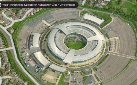 Die GCHQ-Zentrale im kleinen britischen Örtchen Cheltenham aus der Vogelperspektive von Bing.com Maps.
