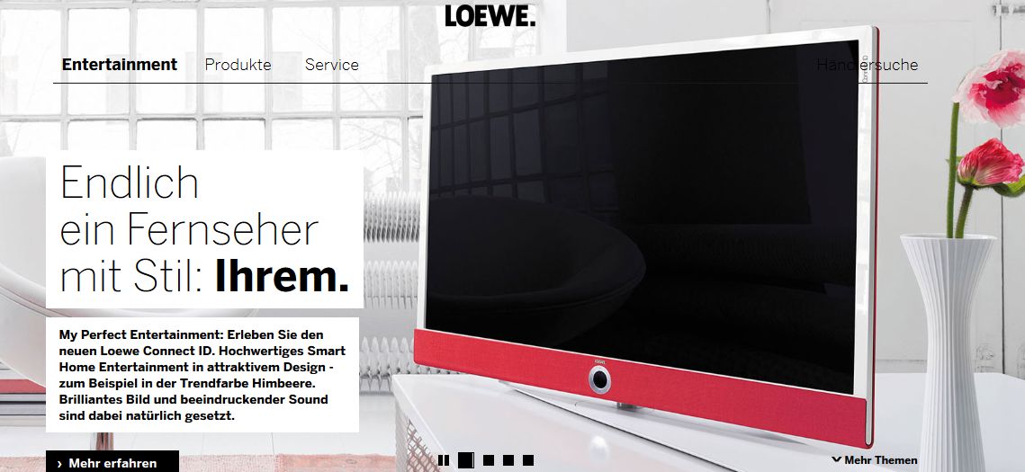 Erstmal gerettet: Der deutsche TV-Hersteller Loewe. Eine Traditionsmarke Made in Germany seit 90 Jahren.