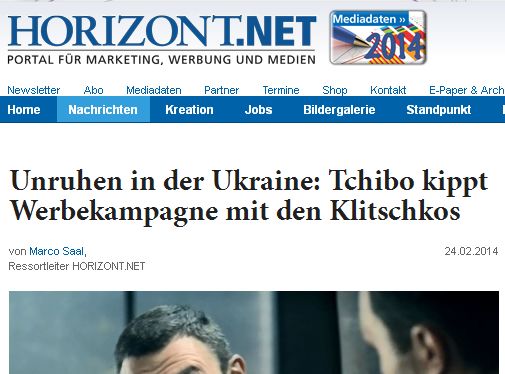 Der Horizont-Bericht zur geplanten Klitschko-Werbekampagne von Tchibo.