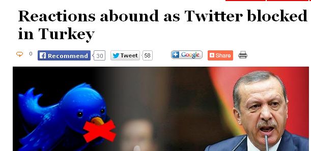 Vor allem englischsprachige Medien berichten ausführlich über die Twitter-Sperrung in der Türkei - häufig auch ironisch. Hier ein Bericht mit einer satirischen Grafik des englischsprachigen aber türkischen Portals todayszaman.com