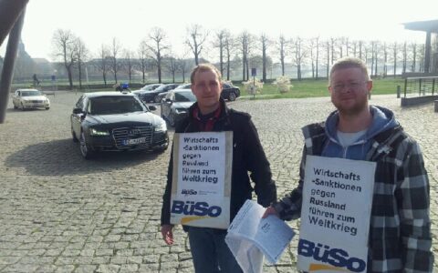 Gegen Wirtschaftssanktionen gegen Russland: Die Partei BüSo Bürgerrechtsbewegung Solidarität.
