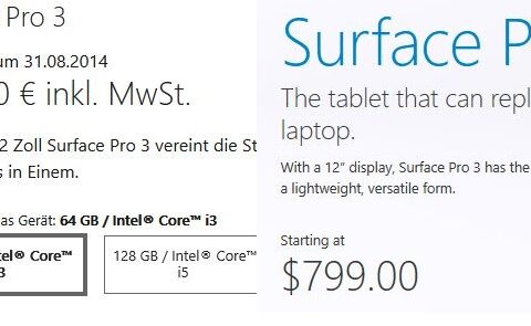 Unglaublich: Microsoft zockt die Europäer ab und schreibt für das neue Surface Pro 3 einfach Dollar in Euro um, was den Preis um über 200 Euro für die Europäer verteuert.