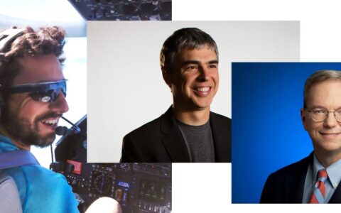 Fotos von links: Google-Mitbegründer Sergey Brin, Google-Mitbegründer Larry Page, Executive Chairman Dr. Eric Schmidt.
