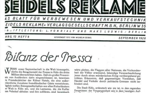 Cover page of a 1928 issue of the German marketing magazine 'Seidels Reklame.'