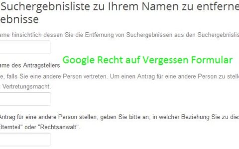 Das Google Antragsformular auf das \"Recht auf vergessen\" ist sehr nüchtern gehalten.