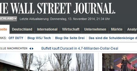 Wird eingestellt: Wall Street Journal Deutschland.