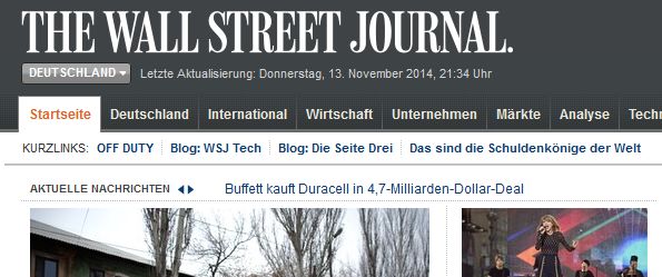Wird eingestellt: Wall Street Journal Deutschland.