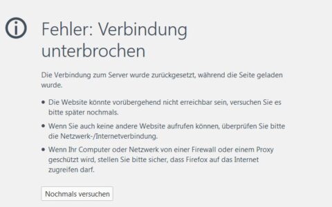Einige Minuten kam diese Fehlermeldung beim Versuch, T-Online aufzurufen.