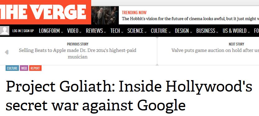 Hollywood-Studios wollen Goliath Google Inc. auf die Knie zwingen / Generalstaatsanwälte sollen helfen