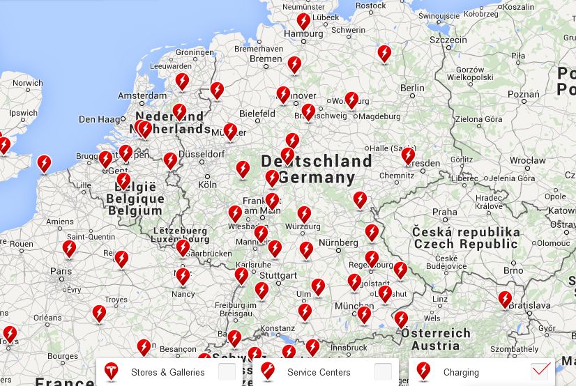 Tesla Ladestationen in Deutschland sind nach wie vor rar.