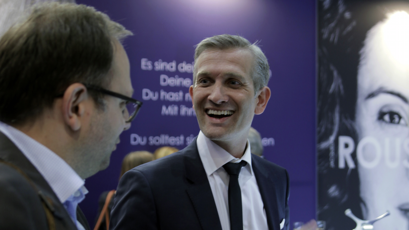 Robert Merkel, Vorstand der Life Media Group AG aus Leipzig, auf der Leipziger Buchmesse mit dem neuen Digitalverlag Frankly