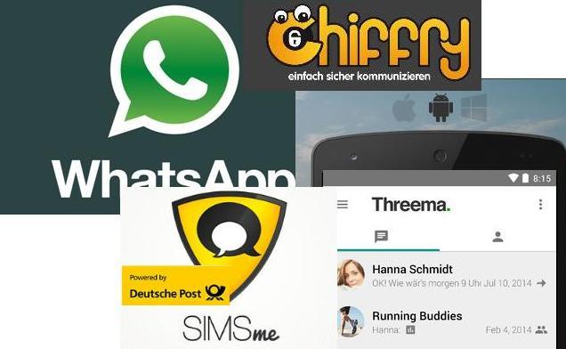 Whatsapp ist zwar Weltmarktführer unter den Handy-Messengern. Doch als sicherer gelten Dienste wie Chiffry, SMSme von der Deutschen Post oder Threema.
