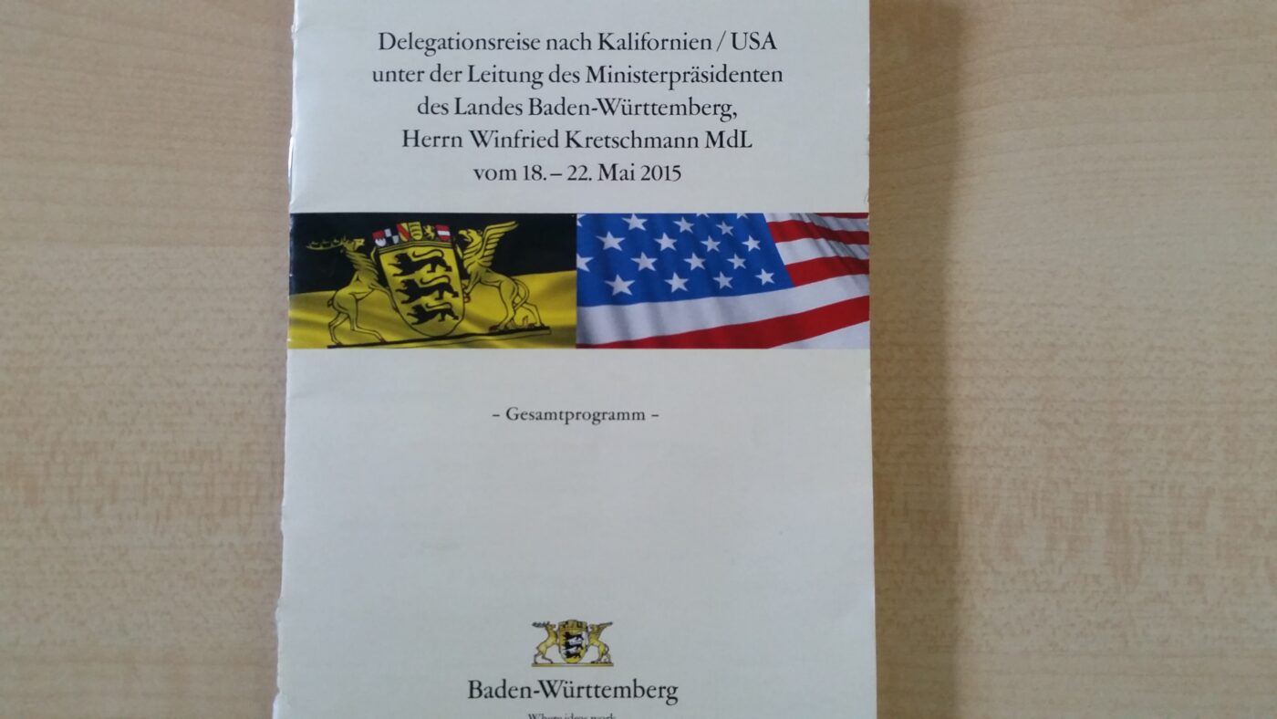 Die Schwaben wollen Silicon Valley besser kennenlernen. Hier das Programmheft der Delegationsreise.