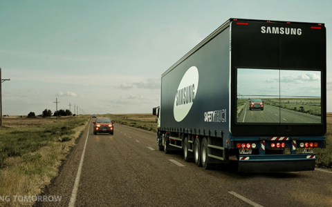 So stellt sich Samsung seinen Safety Truck vor. Ob die Kameratechnik hilft oder schadet, wird die Zukunft zeigen.
