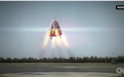 Geht alles gut, landet SpaceX mit einer solchen Rettungskapsel wieder auf dem Erdboden.