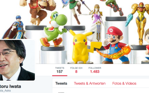Twittern gehört offensichtlich nicht zu Iwatas Hobbys: Nur 8 Personen folgte er bei unter 200 Tweets.