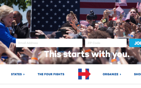 So präsentiert sich Hillary Clinton auf ihrer Homepage.