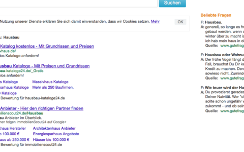Die Internetsuchmaschine ask.com.