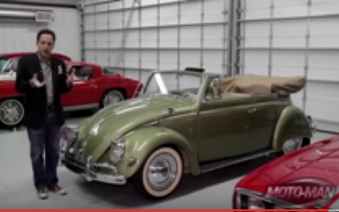 VW hat bis heute Hunderttausende Fans in den USA: Hier stellt ein VW-Fan seinen 1956er VW Cabrio vor. Das Spezielle sei schon damals gewesen, sagt er, die Farbe. In diesem Fall eine grüne seltene Spezialisierung.
